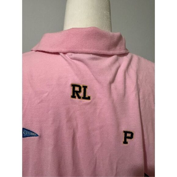 Polo Ralph Lauren pink polo custom slim fit multi logo flags XL - Picture 5 of 9